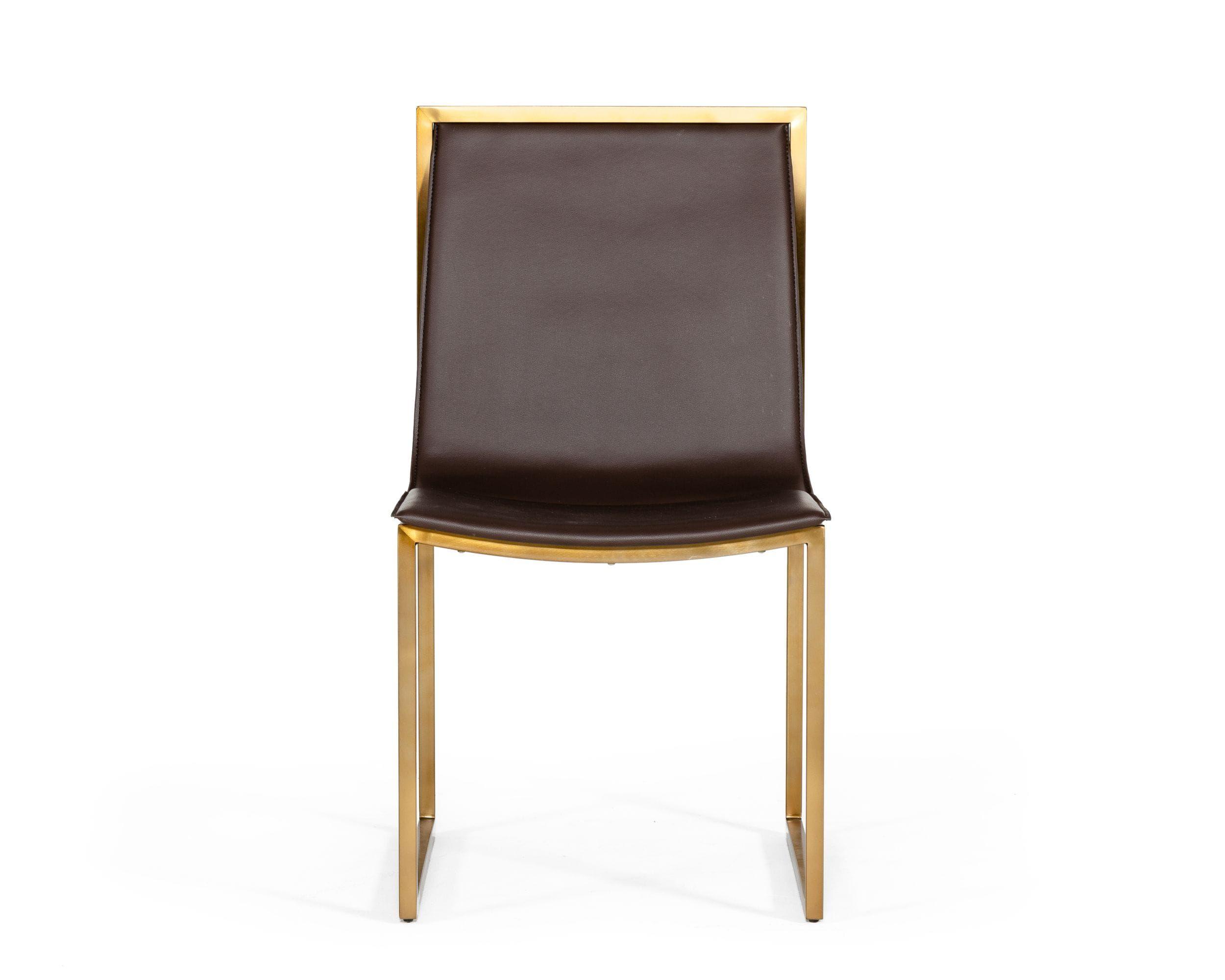 

    
Brown Leatherette & Gold Stainless Steel Dining Chairs Set by VIG Modrest Dalton
