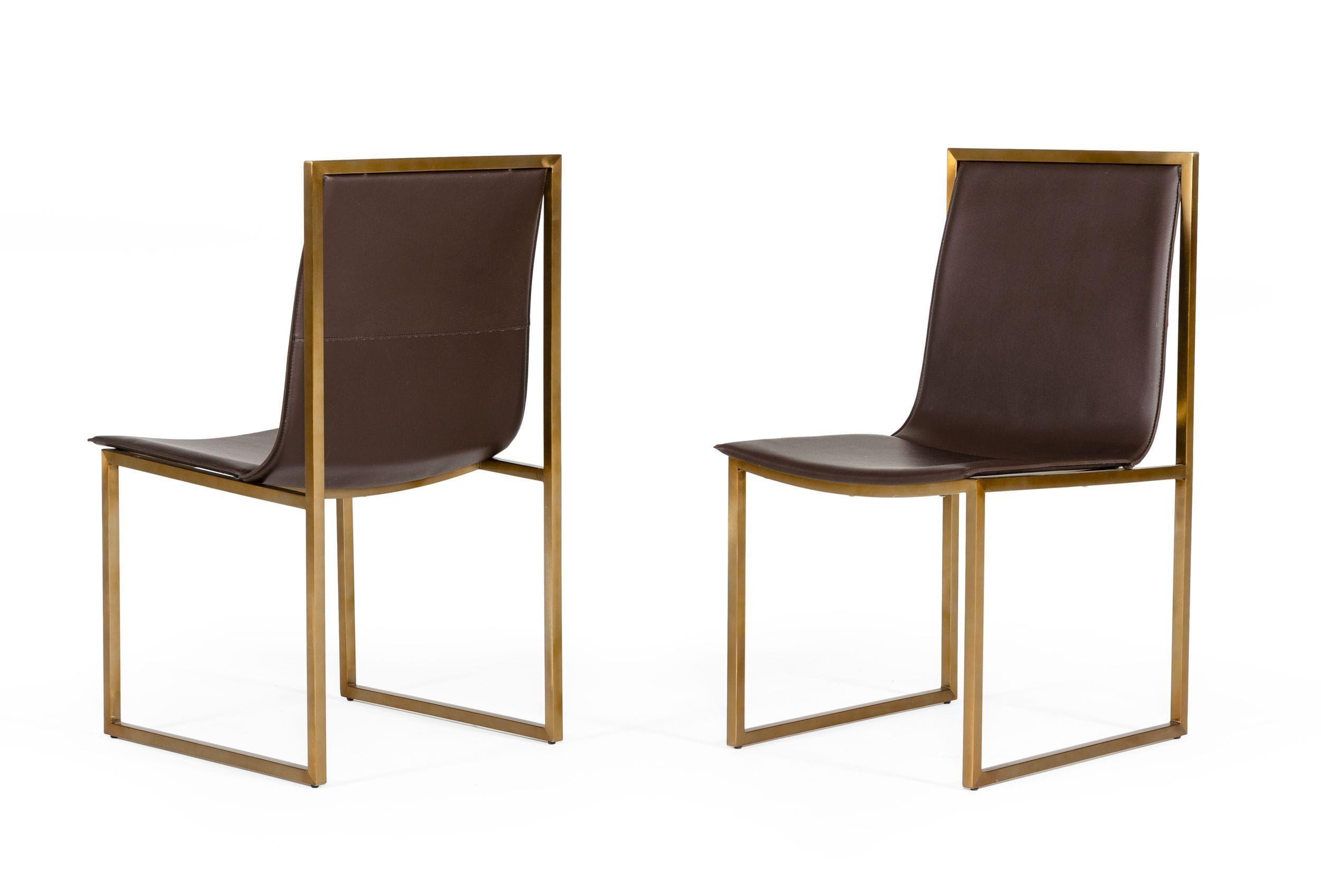 

    
Brown Leatherette & Gold Stainless Steel Dining Chairs Set by VIG Modrest Dalton
