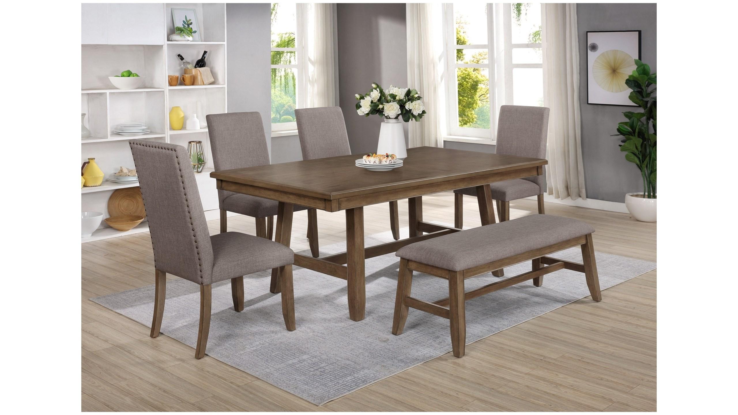 Contemporary, Vintage Dining Room Set Manning 2231T-4272-6pcs in Brown Fabric