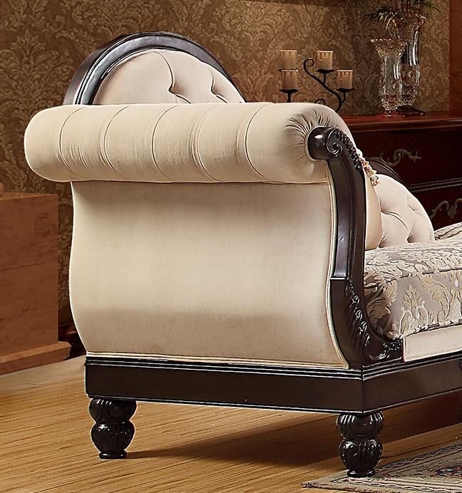 

    
Brown Mahogany & Beige Chaise/Loveseat Traditional Homey Design HD-2651
