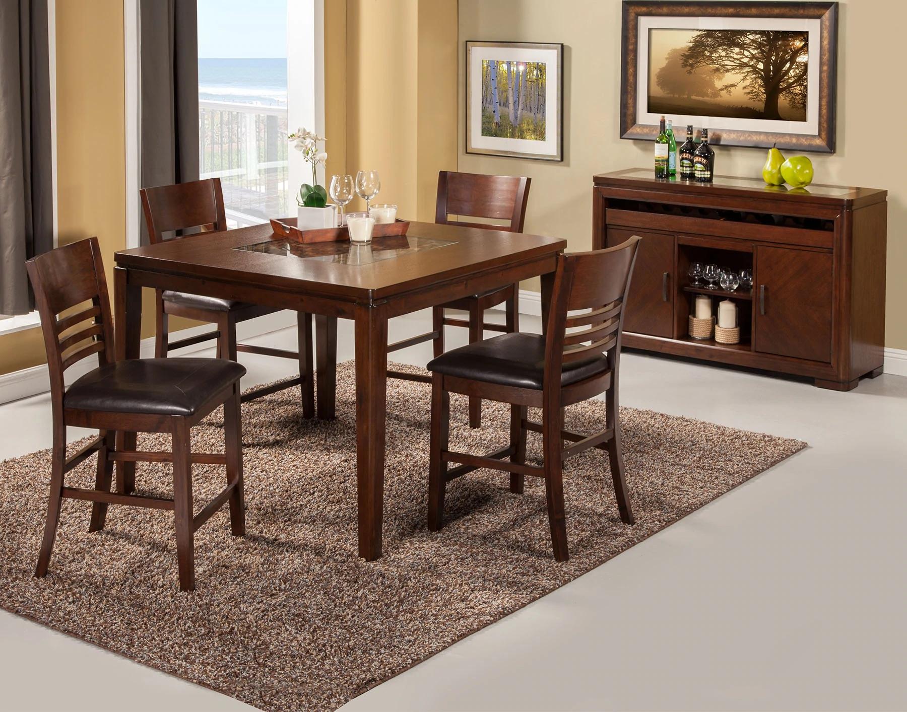 Contemporary, Modern Dining Table Set GRANADA 1437-03-Set-5 in Brown 