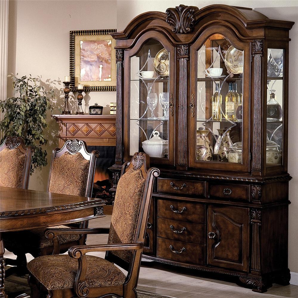 

    
Brown Oak Dining Room Hutch & Buffet by Crown Mark Neo Renaissance 2400-H-2pcs
