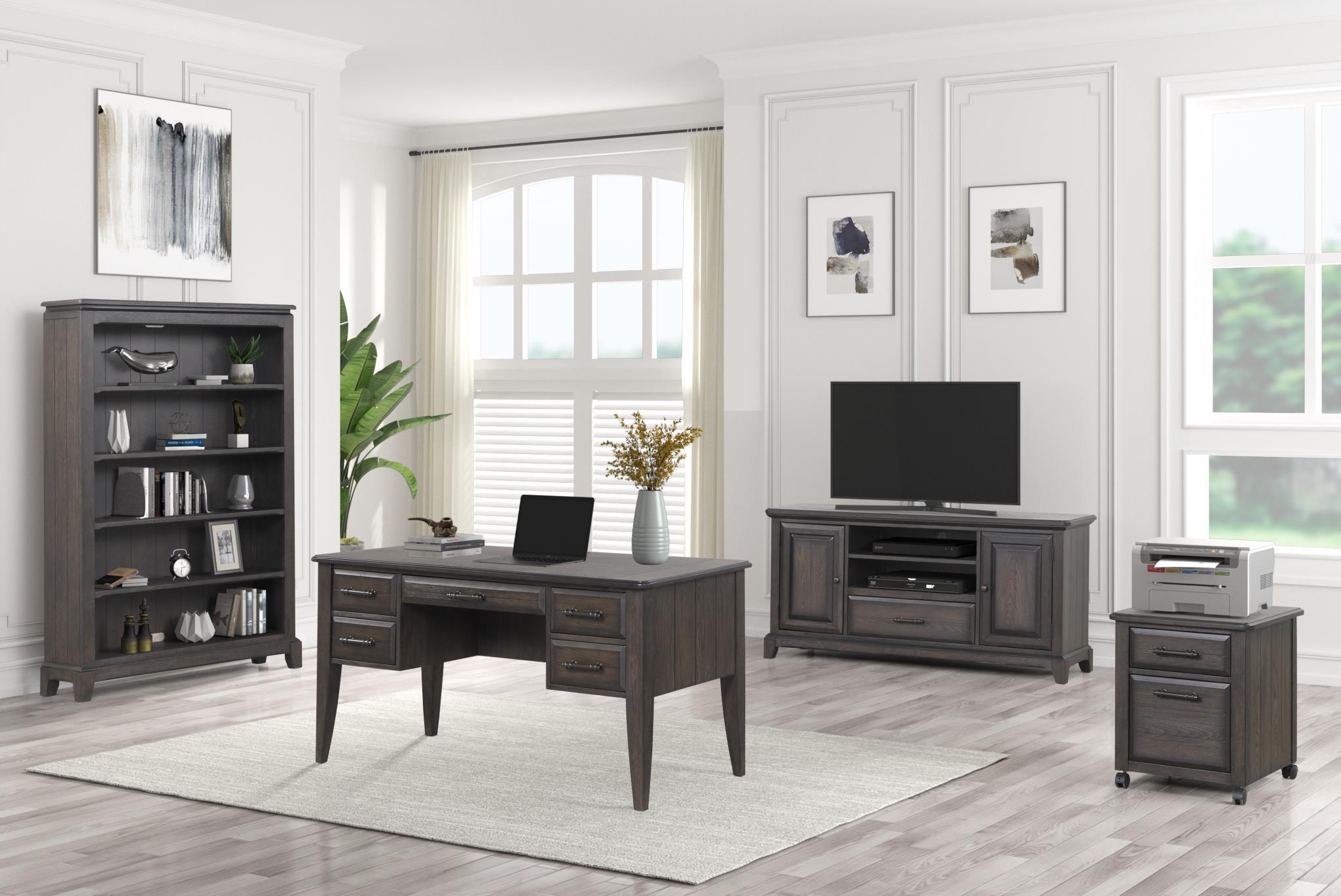 

    
Brown Oak Home Office Desk w/ Storage by Bernards Furniture 3920-716

