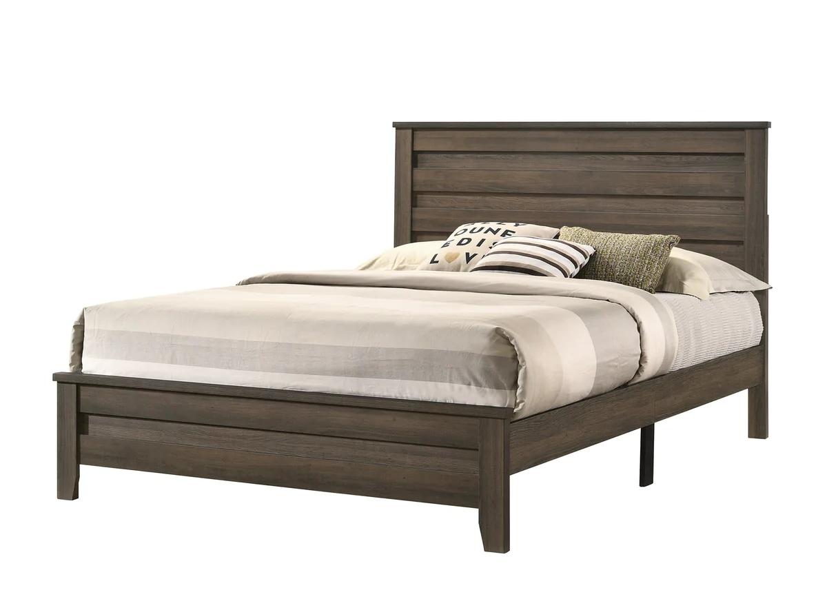 Transitional, Rustic Panel Bed Marley B6940-K-Bed in Brown Oak 