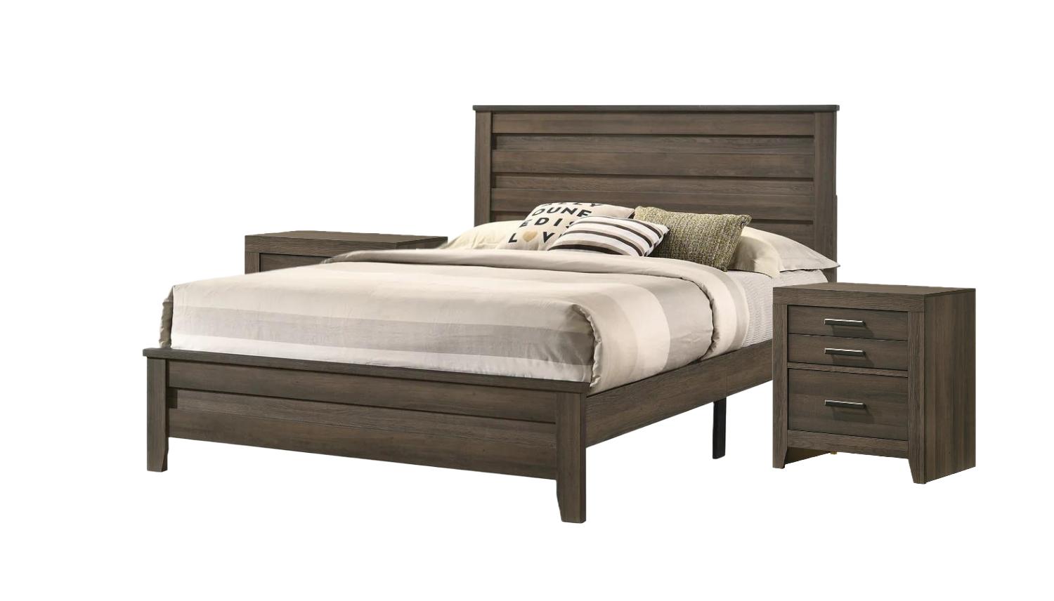 

    
Brown Oak Panel Bedroom Set by Crown Mark Marley B6940-Q-Bed-3pcs
