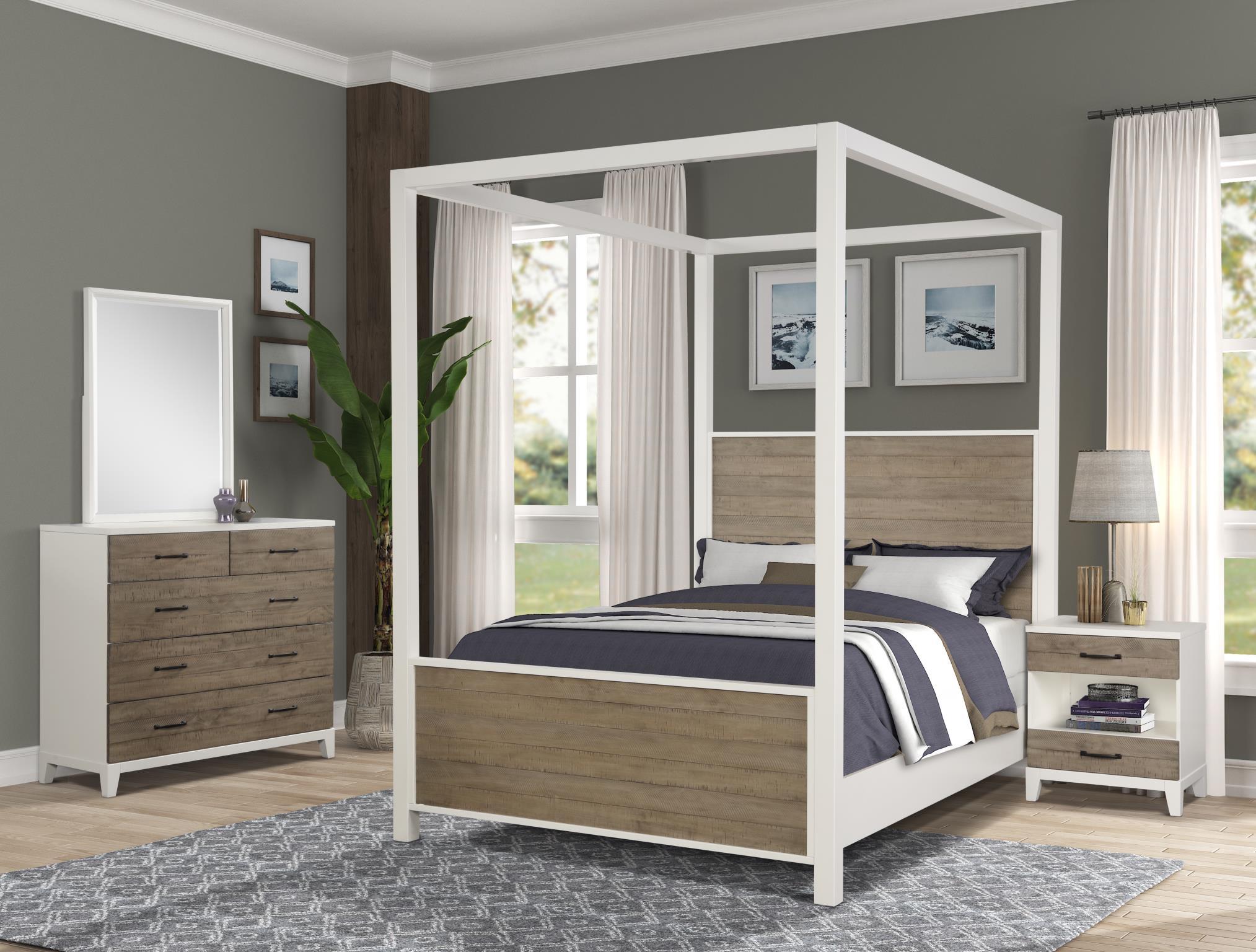 

    
Taupe & White King Canopy Bed DAYDREAMS 1288-113 Bernards Modern
