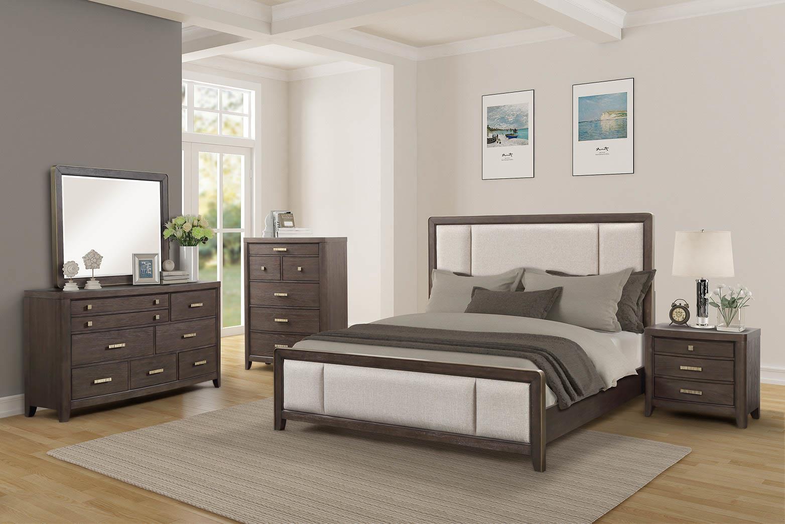 Classic, Transitional Panel Bed FULTON 1720-110 1720-110 in Taupe Microfiber