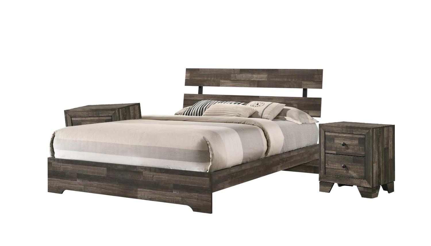 Transitional, Rustic Panel Bedroom Set Atticus B6980-F-Bed-3pcs in Brown 