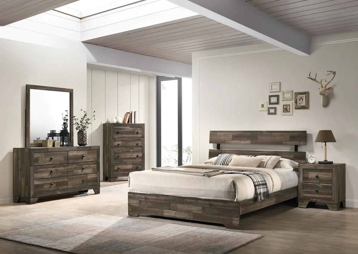 Traditional, Rustic Panel Bedroom Set Atticus B6980-T-Bed-5pcs in Brown 