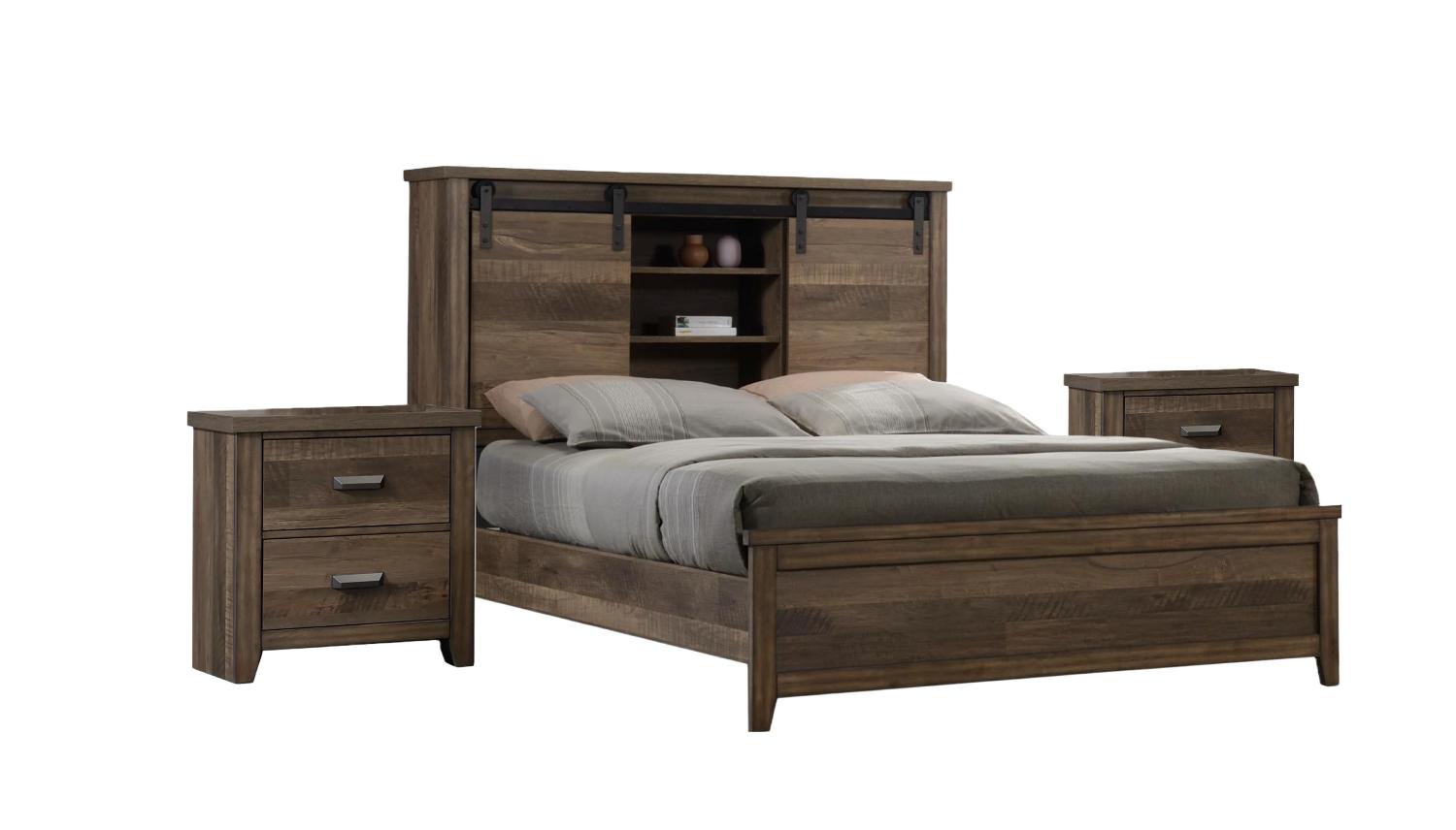 Casual, Transitional Panel Bedroom Set Calhoun B3030-Q-Bed-3pcs in Brown 