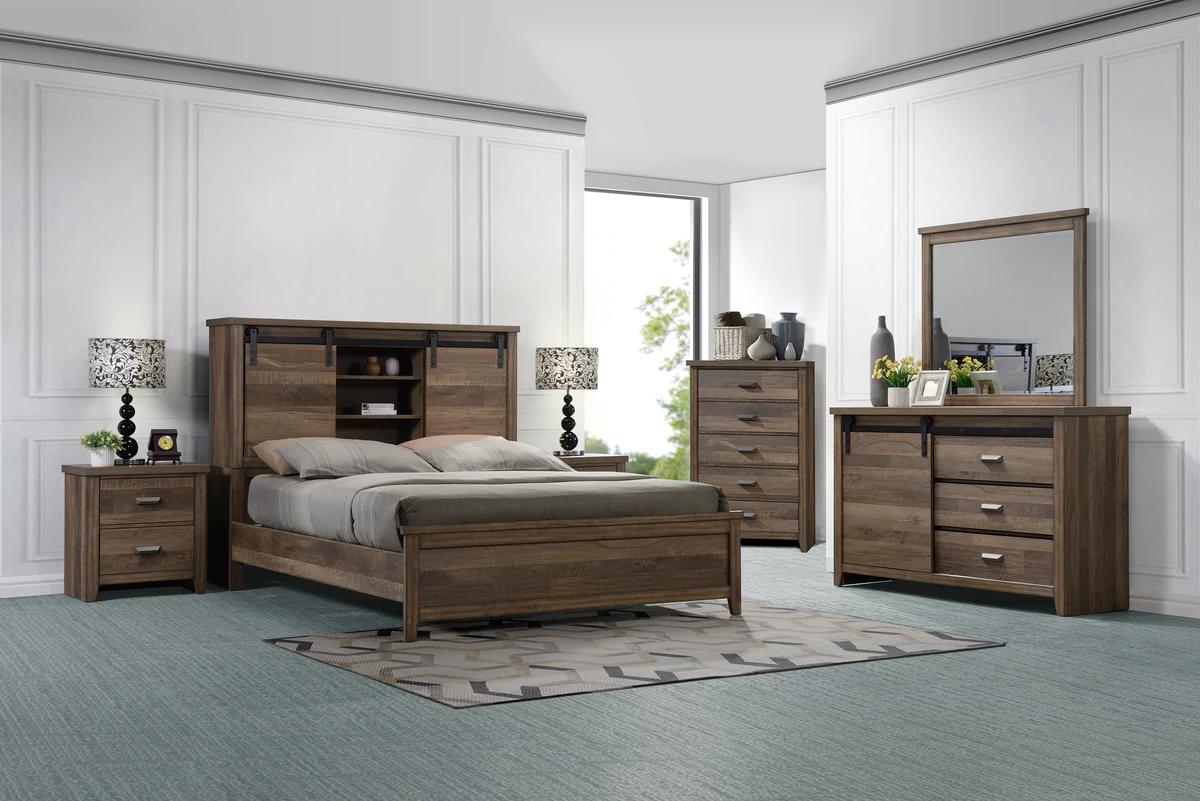 Casual, Transitional Panel Bedroom Set Calhoun B3030-Q-Bed-5pcs in Brown 