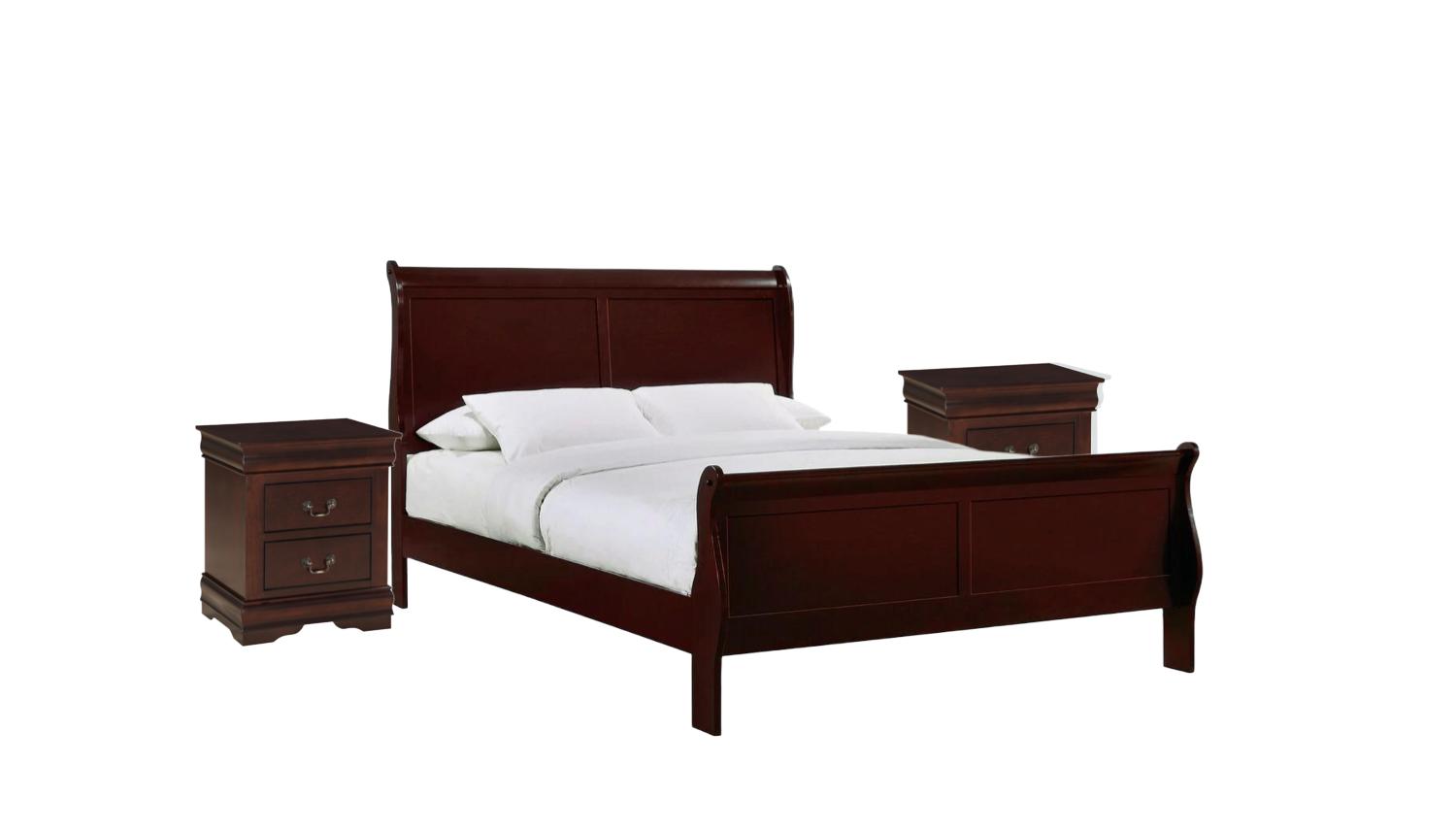 Contemporary, Simple Panel Bedroom Set Louis Philip B3850-F-Bed-3pcs in Brown 