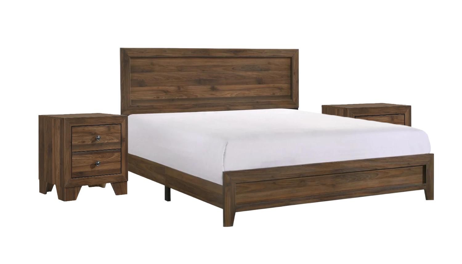Casual, Farmhouse Panel Bedroom Set Millie B9200-K-Bed-3pcs in Brown 