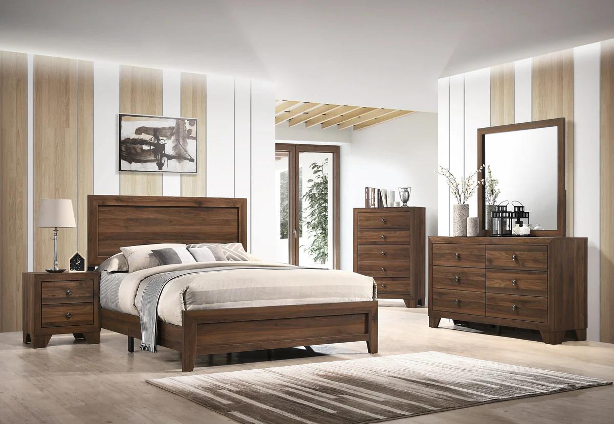 Casual, Farmhouse Panel Bedroom Set Millie B9200-K-Bed-5pcs in Brown 
