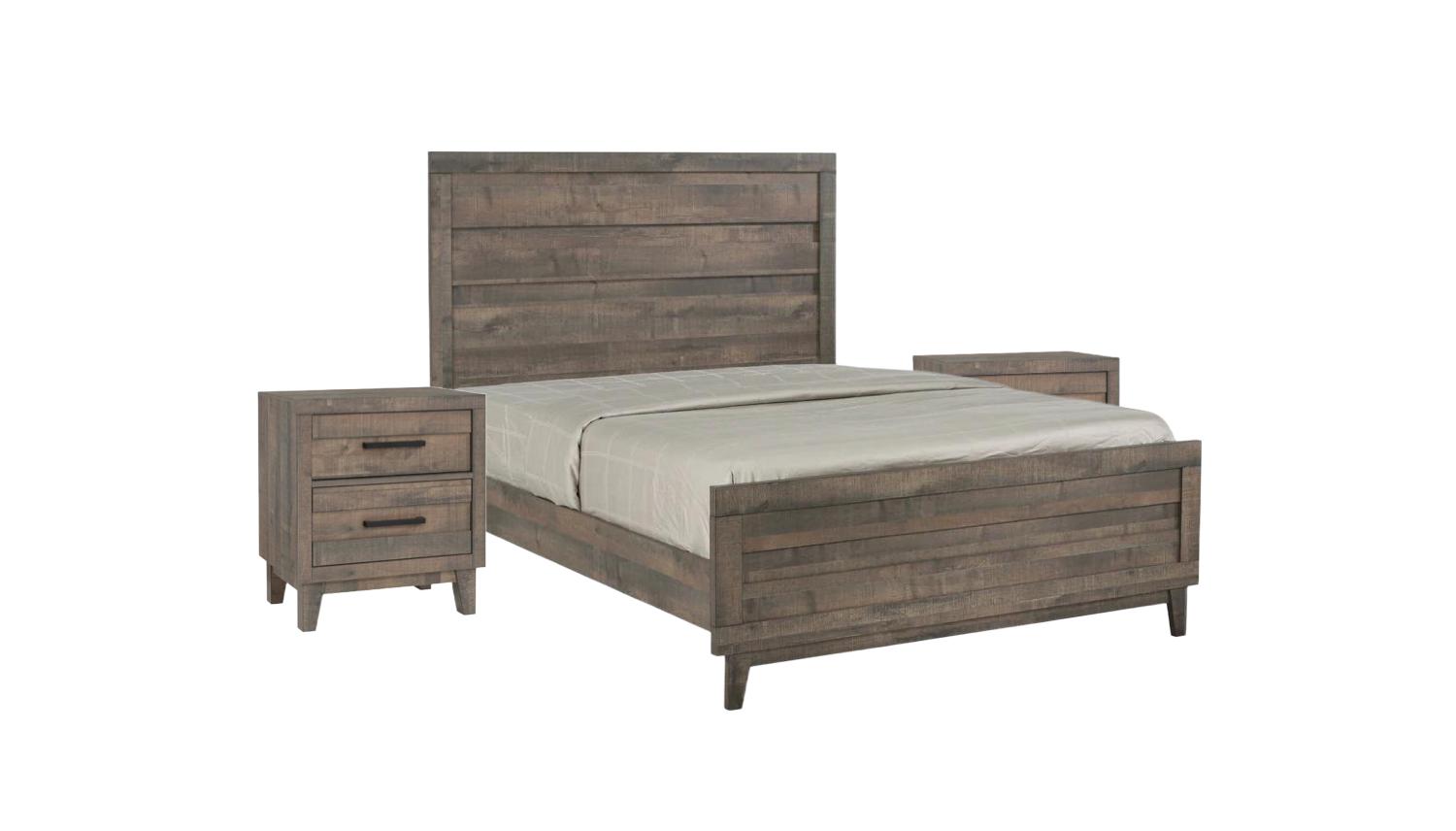 Contemporary, Rustic Panel Bedroom Set Tacoma B8280-CK-Bed-3pcs in Brown 