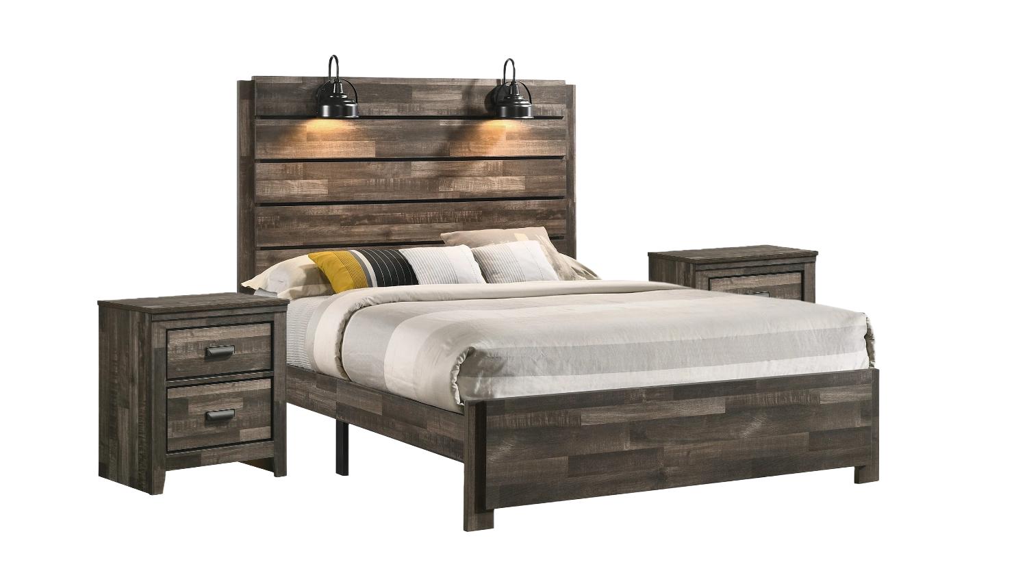 Traditional, Rustic Panel Bedroom Set Carter B6800-K-Bed-3pcs in Brown 