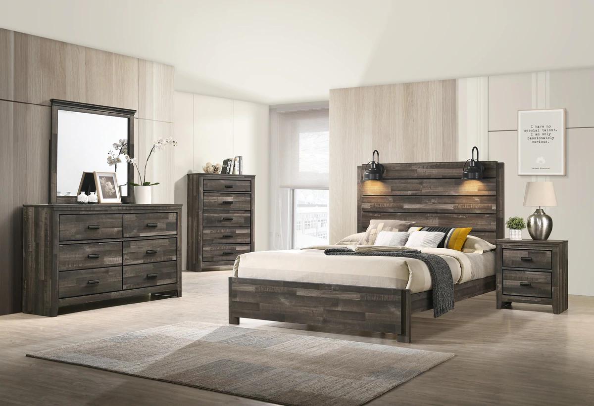 Traditional, Rustic Panel Bedroom Set Carter B6800-Q-Bed-5pcs in Brown 