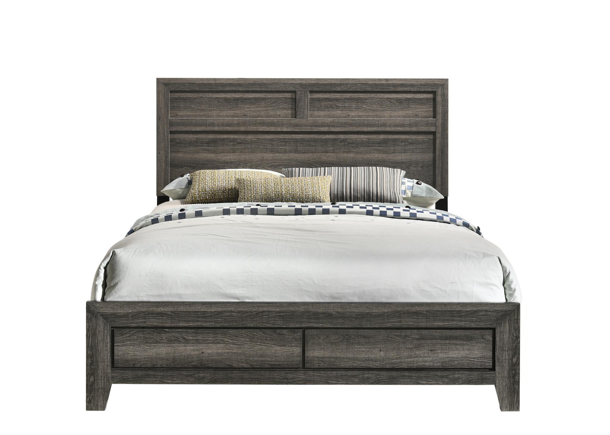 

    
Black Walnut Poplar Wood Panel Full Bed with USB ISAAC 1370-104 Bernards Modern
