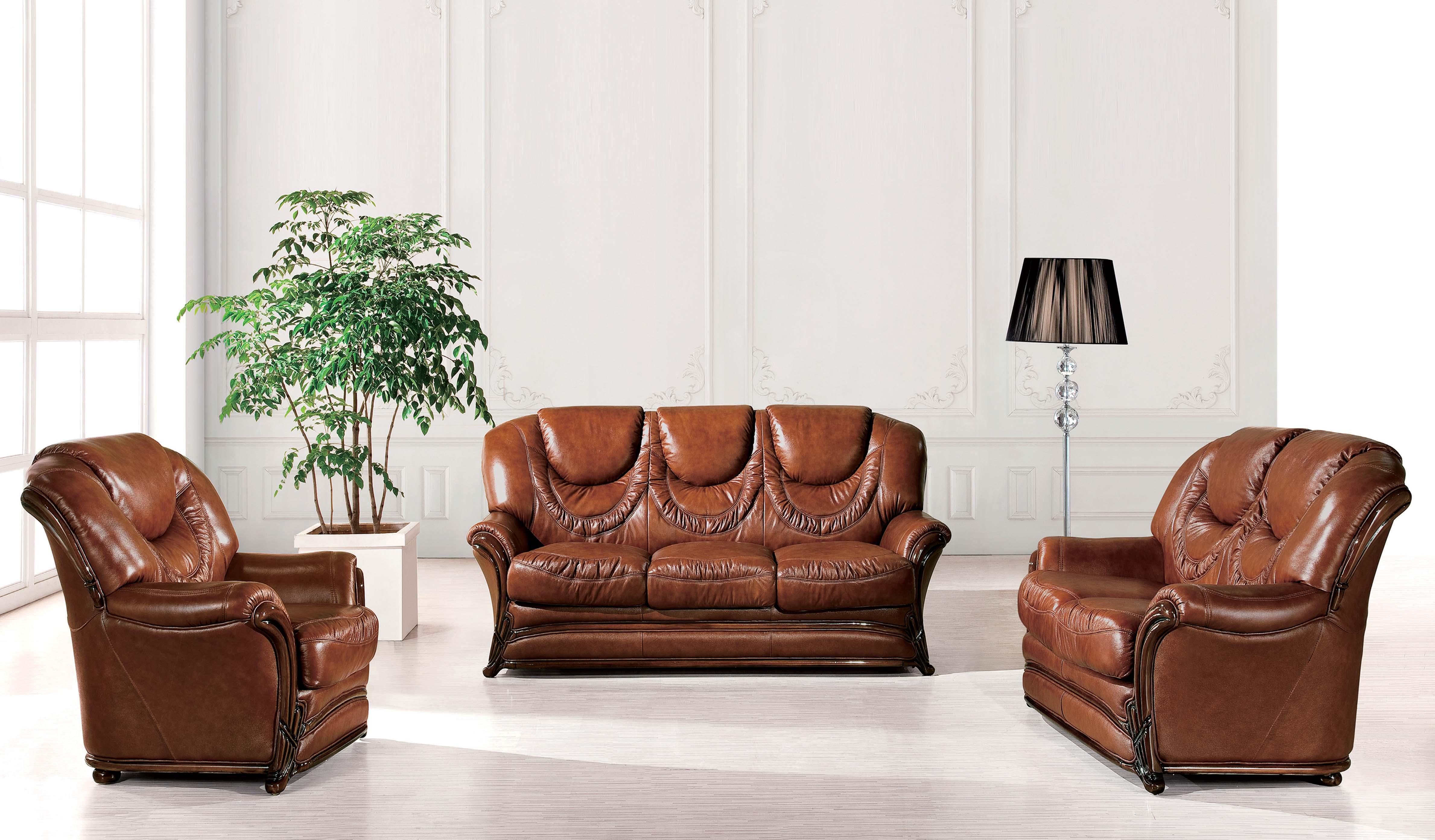 Contemporary Sofa Loveseat and Chair Set LH2081-BR-S/L/C LH2081-BR-Sofa Set-3 in Brown Bonded Leather