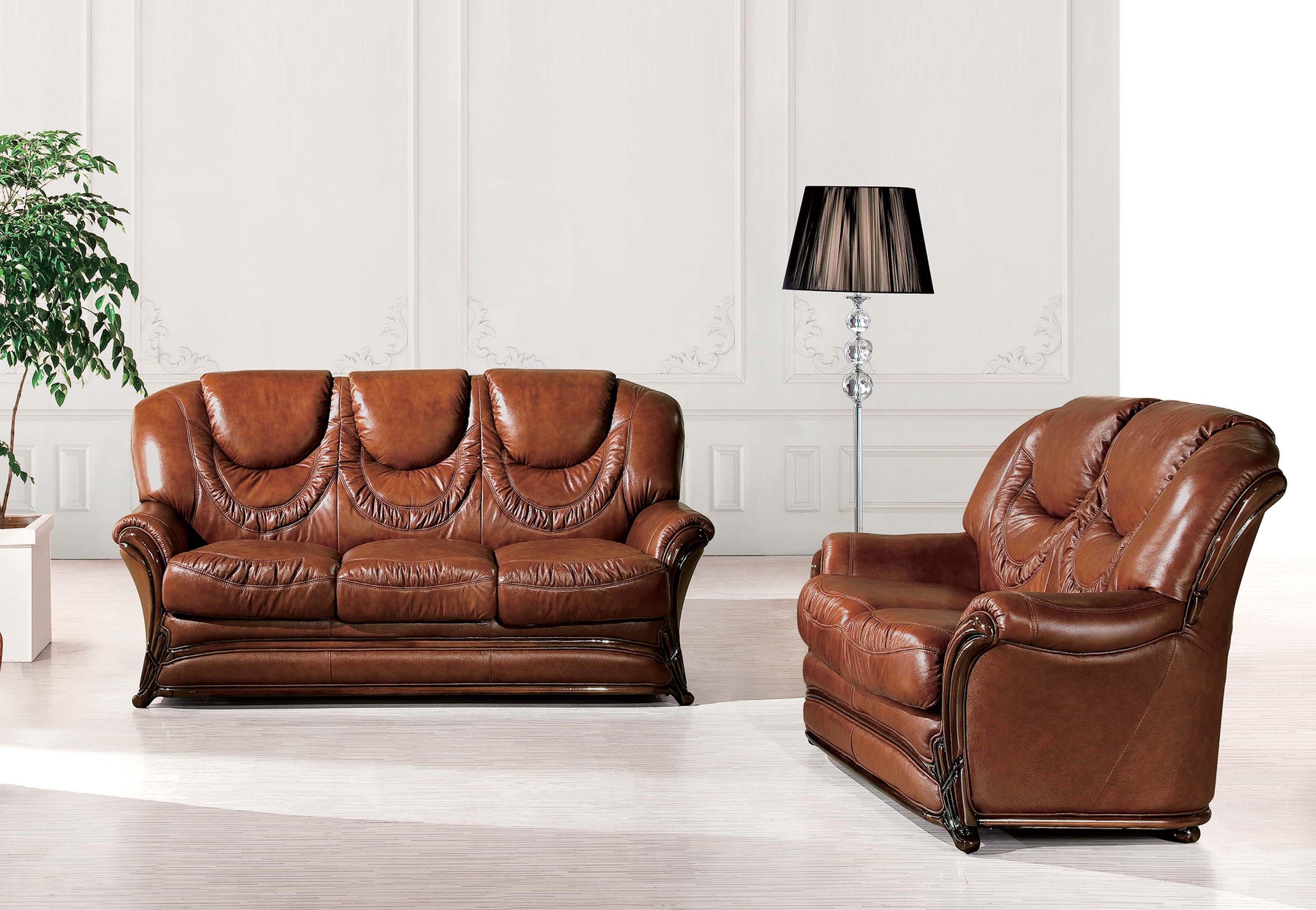 Contemporary Sofa and Loveseat Set LH2028-BR-S/L LH2028-BR-Sofa Set-2 in Brown Bonded Leather