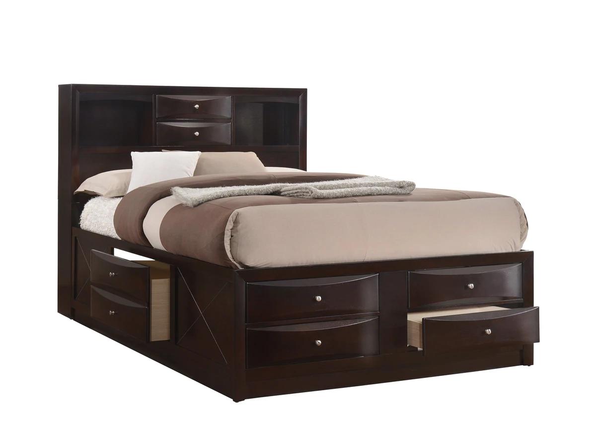 

    
Brown Queen Size Storage Platform Bed by Crown Mark Emily B4265-Q-Bed
