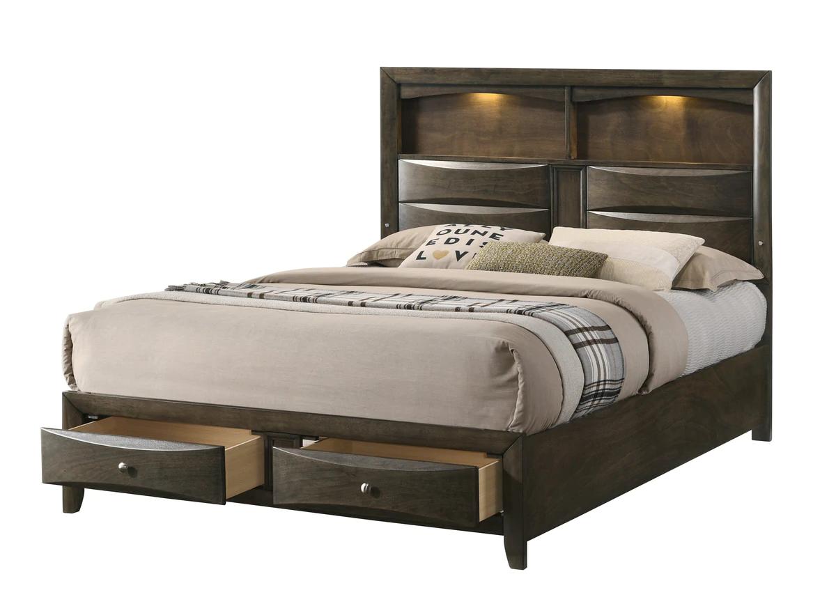 

    
Brown Queen Size Storage Platform Bed by Crown Mark Fallon B4277-Q-Bed
