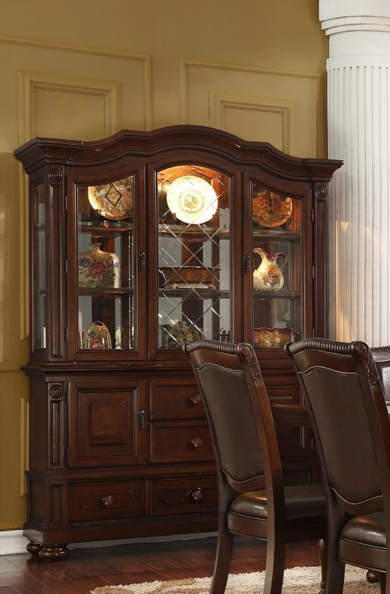 

    
D7900-4848-Set-6 Brown Rich Wood Round Dining Table Set 6Pcs w/ China Cabinet McFerran D7900-4848
