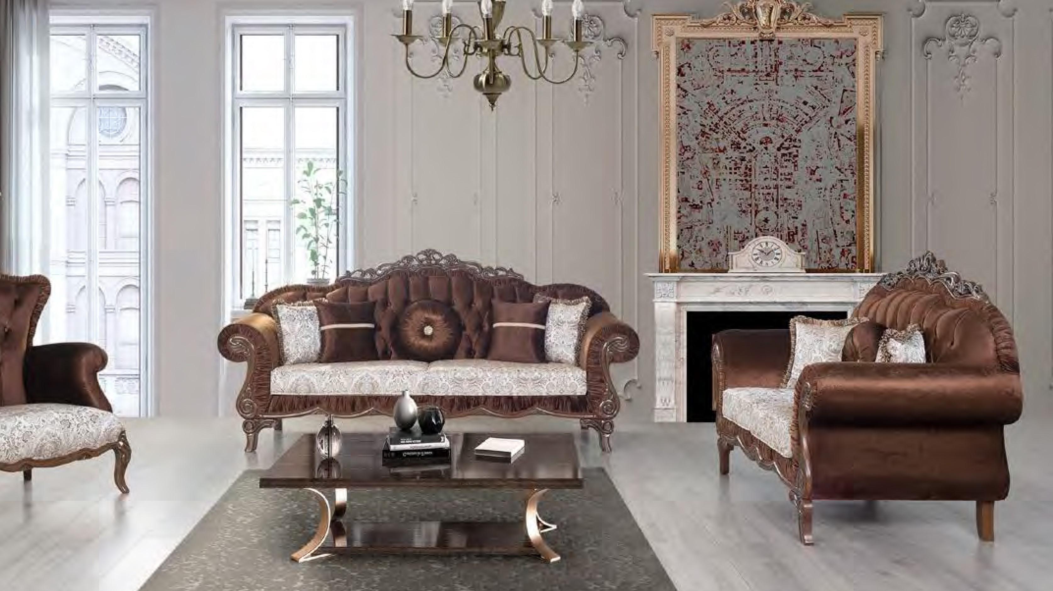 

    
Brown Satin & Floral Fabric Sofa Set 2Pcs Traditional Alpha Furniture Venice
