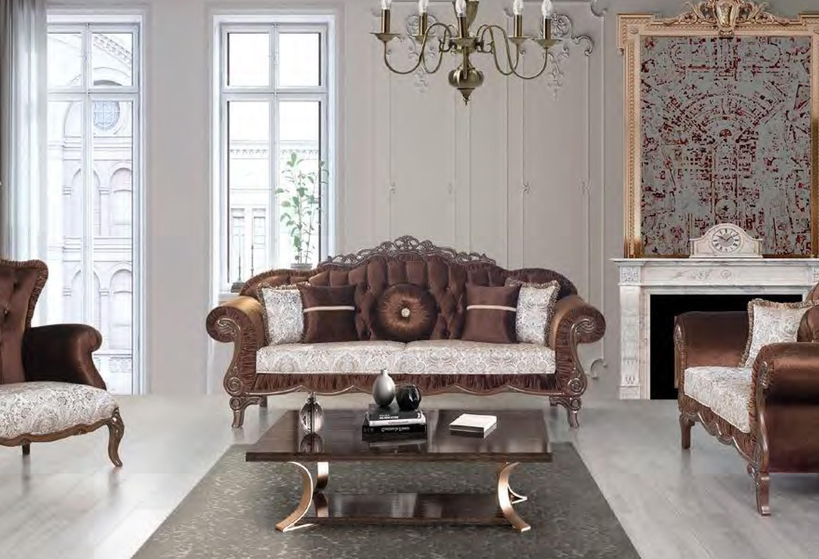 Traditional Sofa Venice VENICE-BR-SF in Brown Fabric