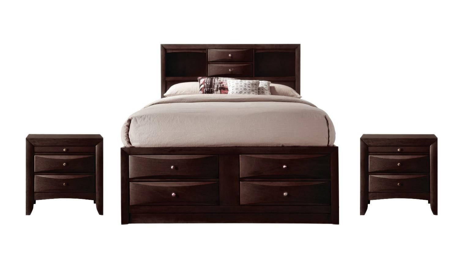 Contemporary, Transitional Storage Bedroom Set Emily B4265-Q-Bed-3pcs in Brown 
