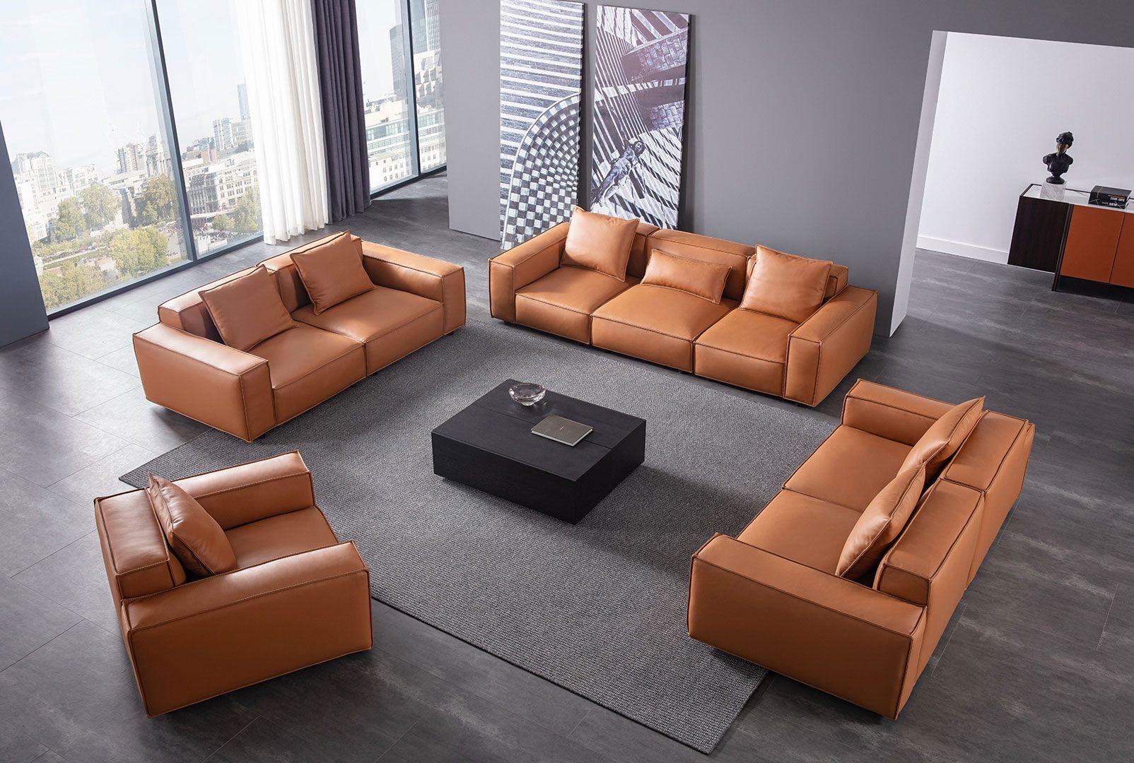 

    
 Photo  Brown Top-Grain Italian Leather Sofa Set 2Pcs EK8008-MB-SF American Eagle Modern
