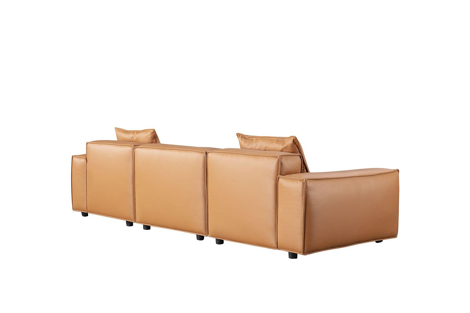 

    
 Shop  Brown Top-Grain Italian Leather Sofa Set 4Pcs EK8008-MB American Eagle Modern
