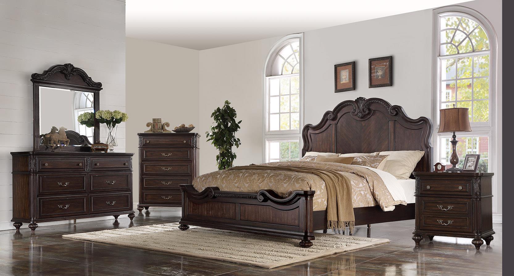 Classic, Transitional Panel Bed NOTTINGHAM 1610-105 1610-105 in Mahogany 