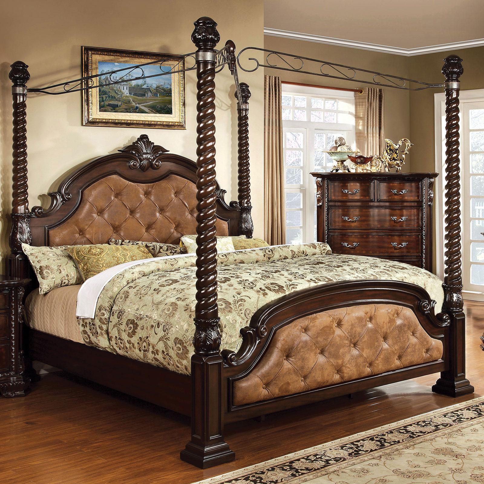

    
Furniture of America MONTE VISTA II Canopy Bedroom Set Brown CM7296DA-C-Q-5PC-2N
