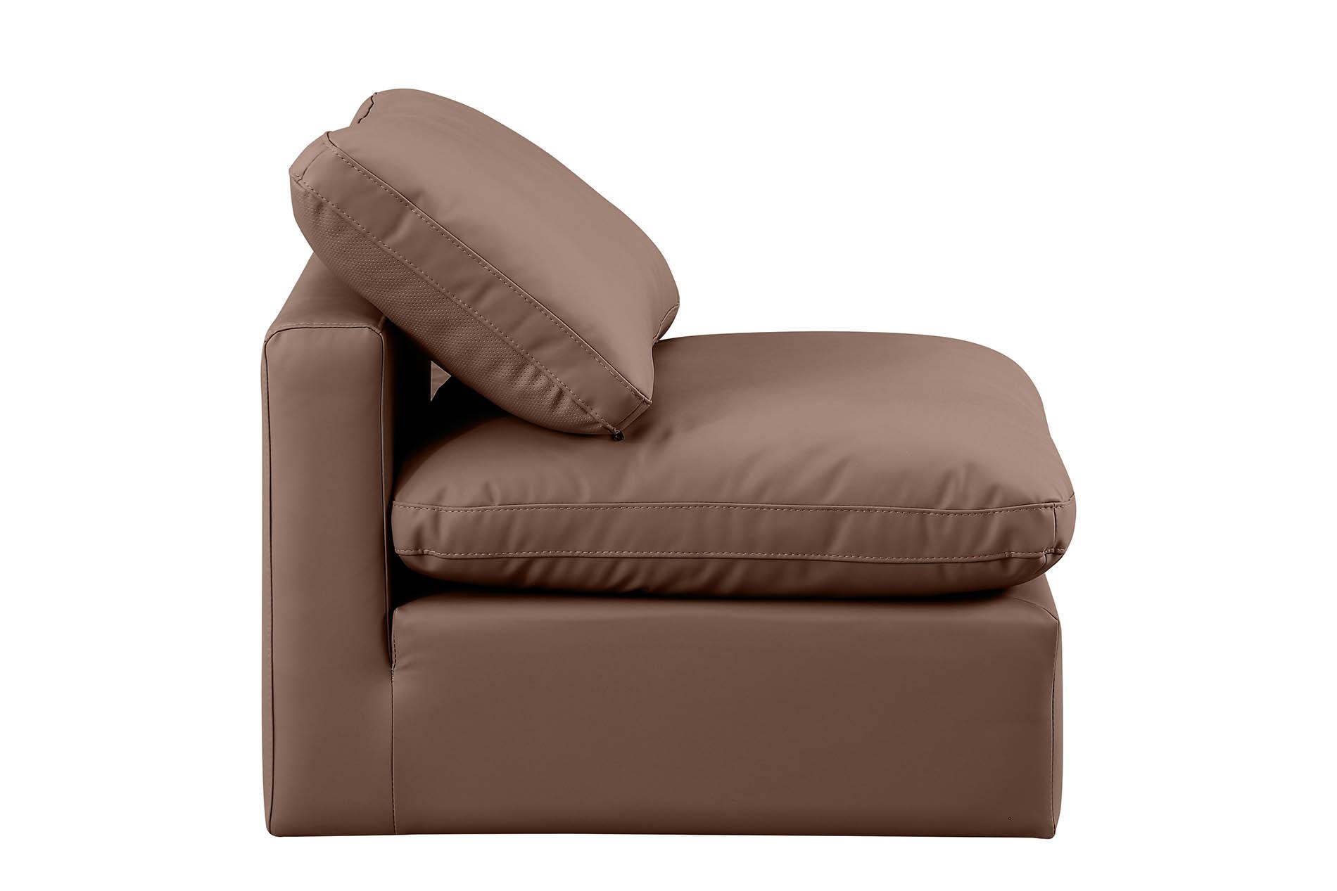 

        
Meridian Furniture INDULGE 146Brown-Armless Armless Chair Brown Faux Leather 094308313528
