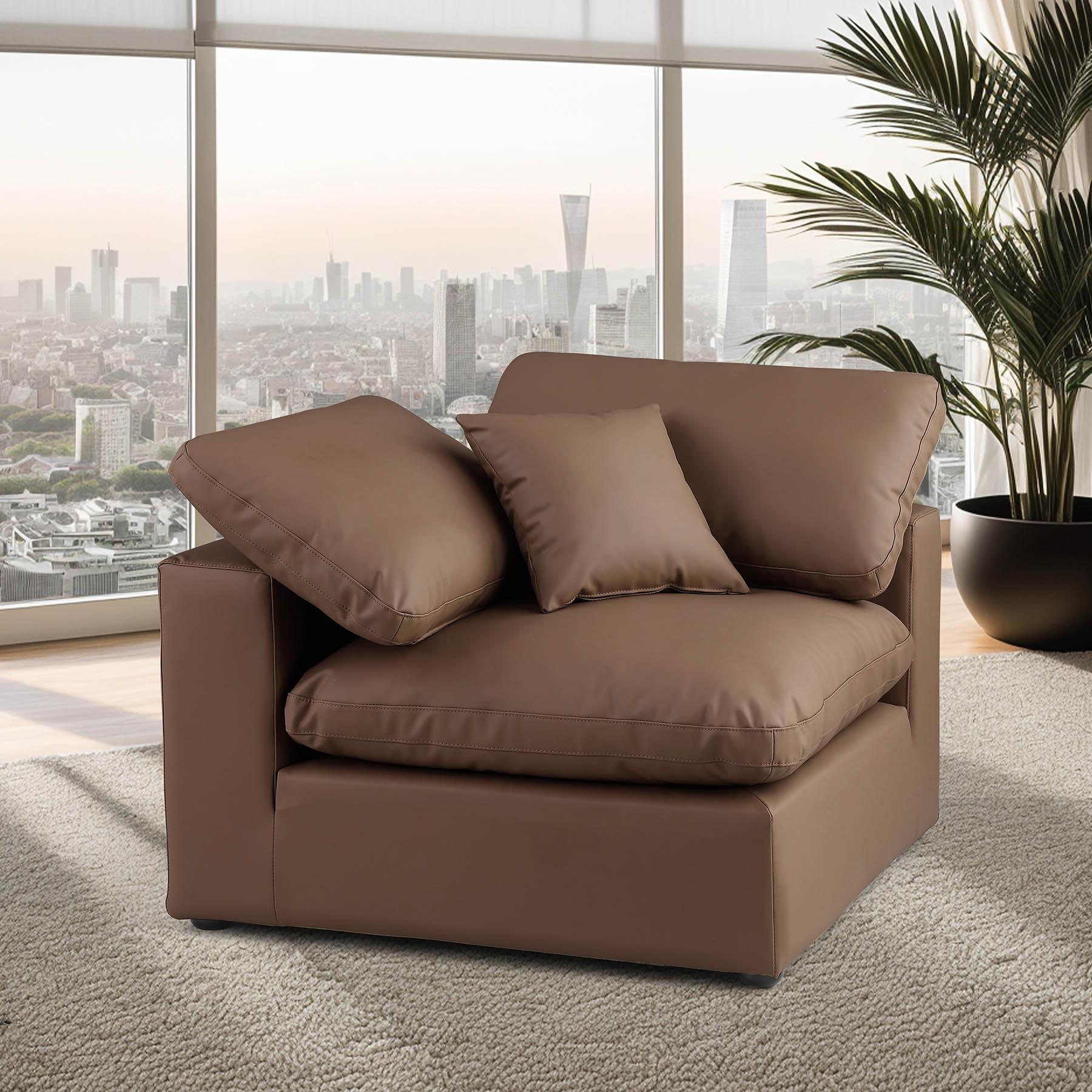 

    
Brown Vegan Leather Corner Chair COMFY 188Brown-Corner Meridian Contemporary
