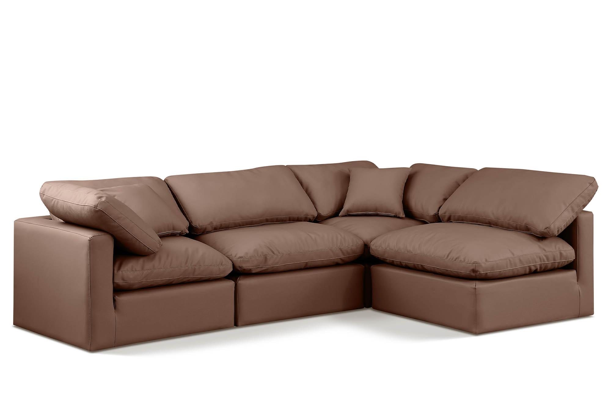 Contemporary, Modern Modular Sectional Sofa INDULGE 146Brown-Sec4B 146Brown-Sec4B in Brown Faux Leather