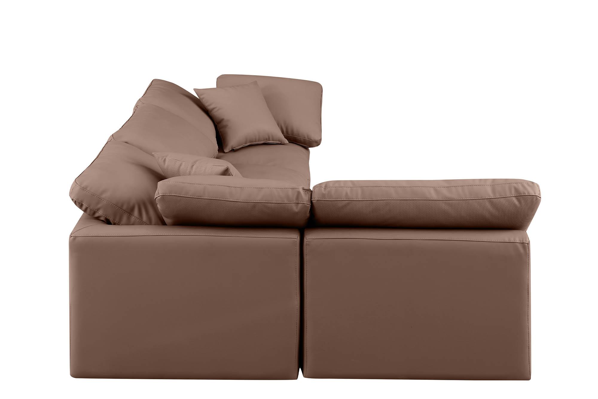 

        
Meridian Furniture INDULGE 146Brown-Sec4B Modular Sectional Sofa Brown Faux Leather 094308315720
