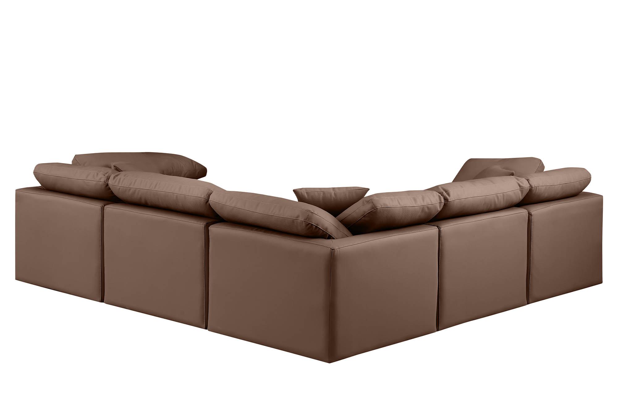

        
Meridian Furniture INDULGE 146Brown-Sec5C Modular Sectional Sofa Brown Faux Leather 094308315751
