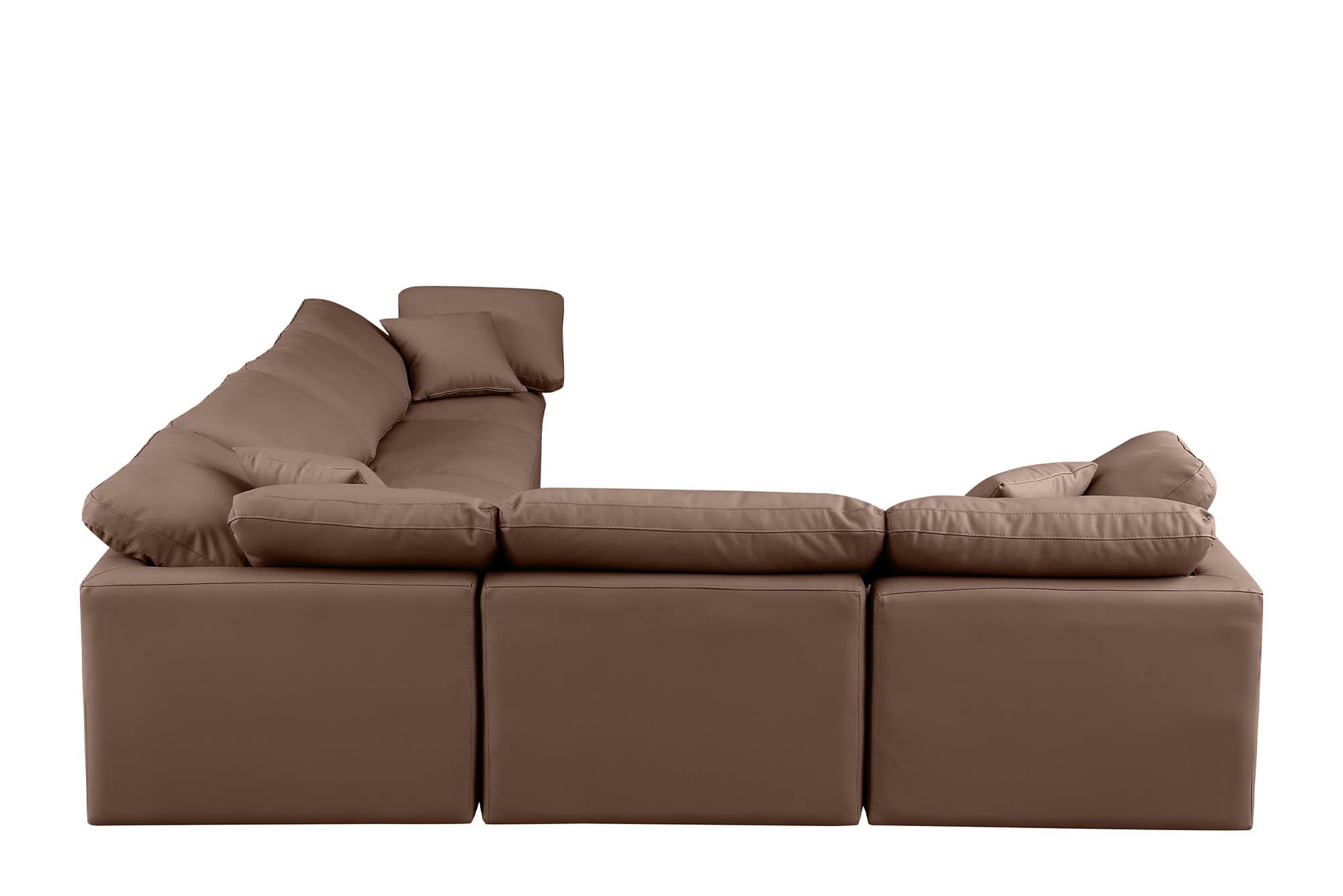 

        
Meridian Furniture INDULGE 146Brown-Sec6A Modular Sectional Sofa Brown Faux Leather 094308315775
