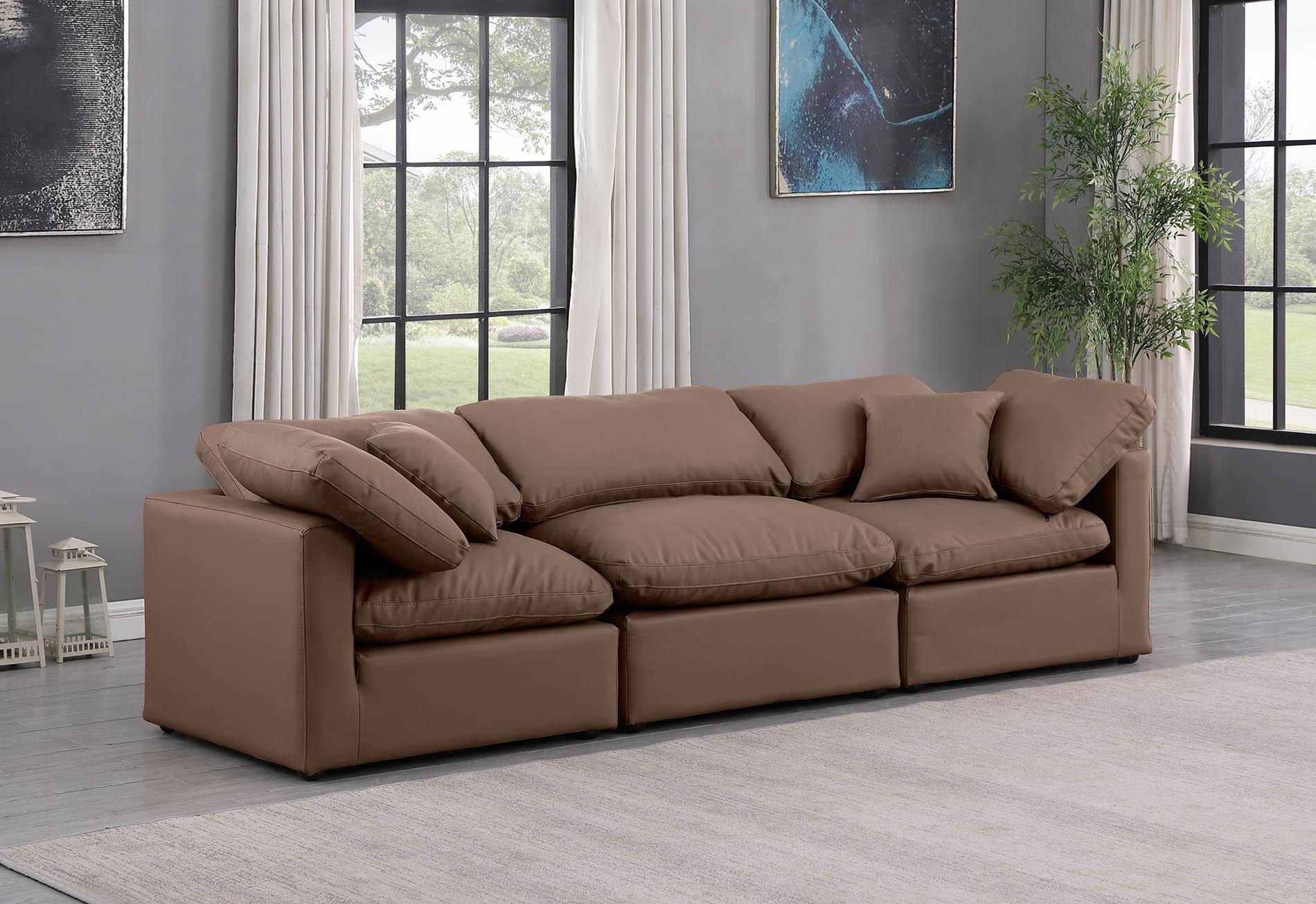 

    
Brown Vegan Leather Modular Sofa INDULGE 146Brown-S105 Meridian Modern
