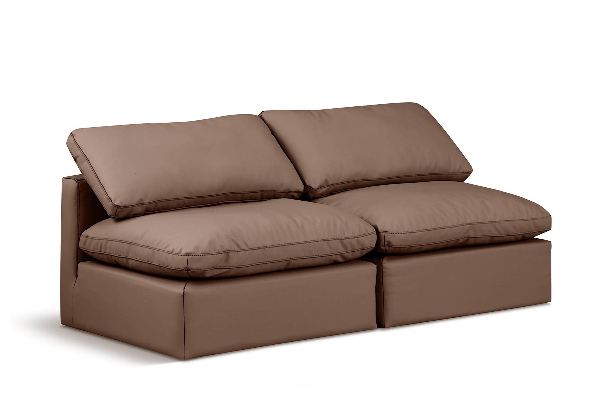 

    
Brown Vegan Leather Modular Sofa INDULGE 146Brown-S2 Meridian Modern
