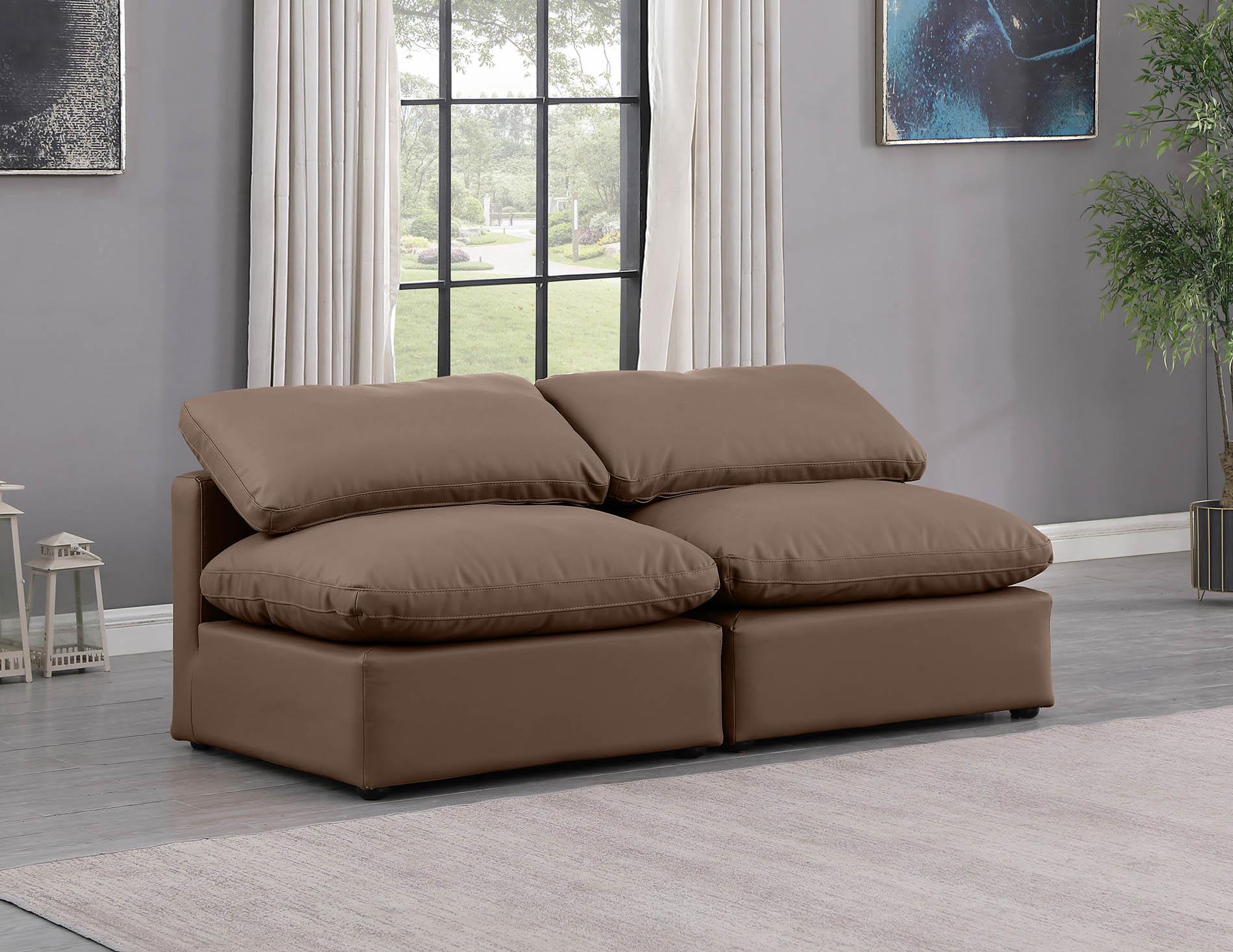 

    
Brown Vegan Leather Modular Sofa INDULGE 146Brown-S2 Meridian Modern
