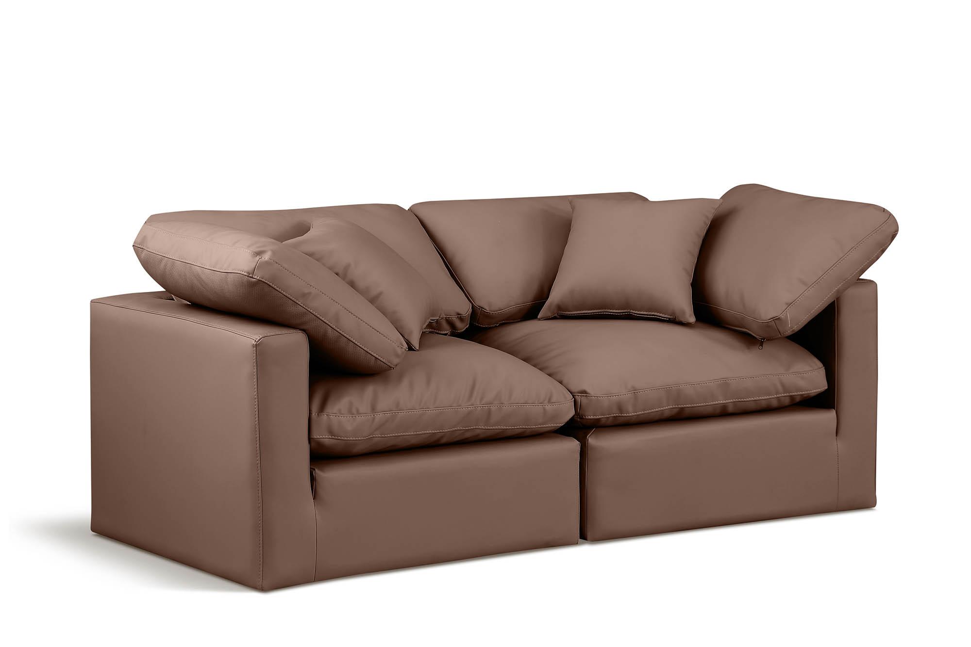 

    
Brown Vegan Leather Modular Sofa INDULGE 146Brown-S70 Meridian Modern
