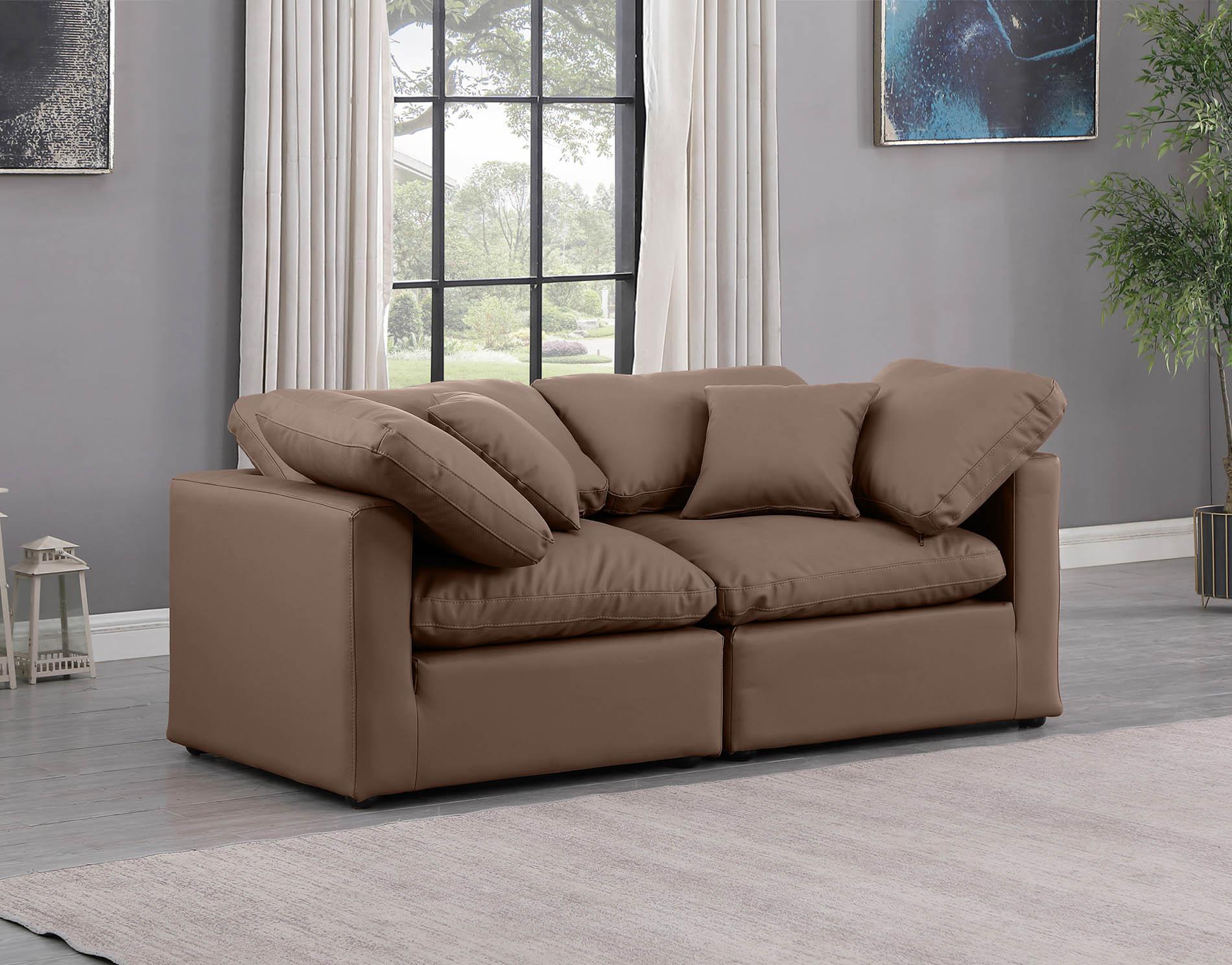 

    
Brown Vegan Leather Modular Sofa INDULGE 146Brown-S70 Meridian Modern
