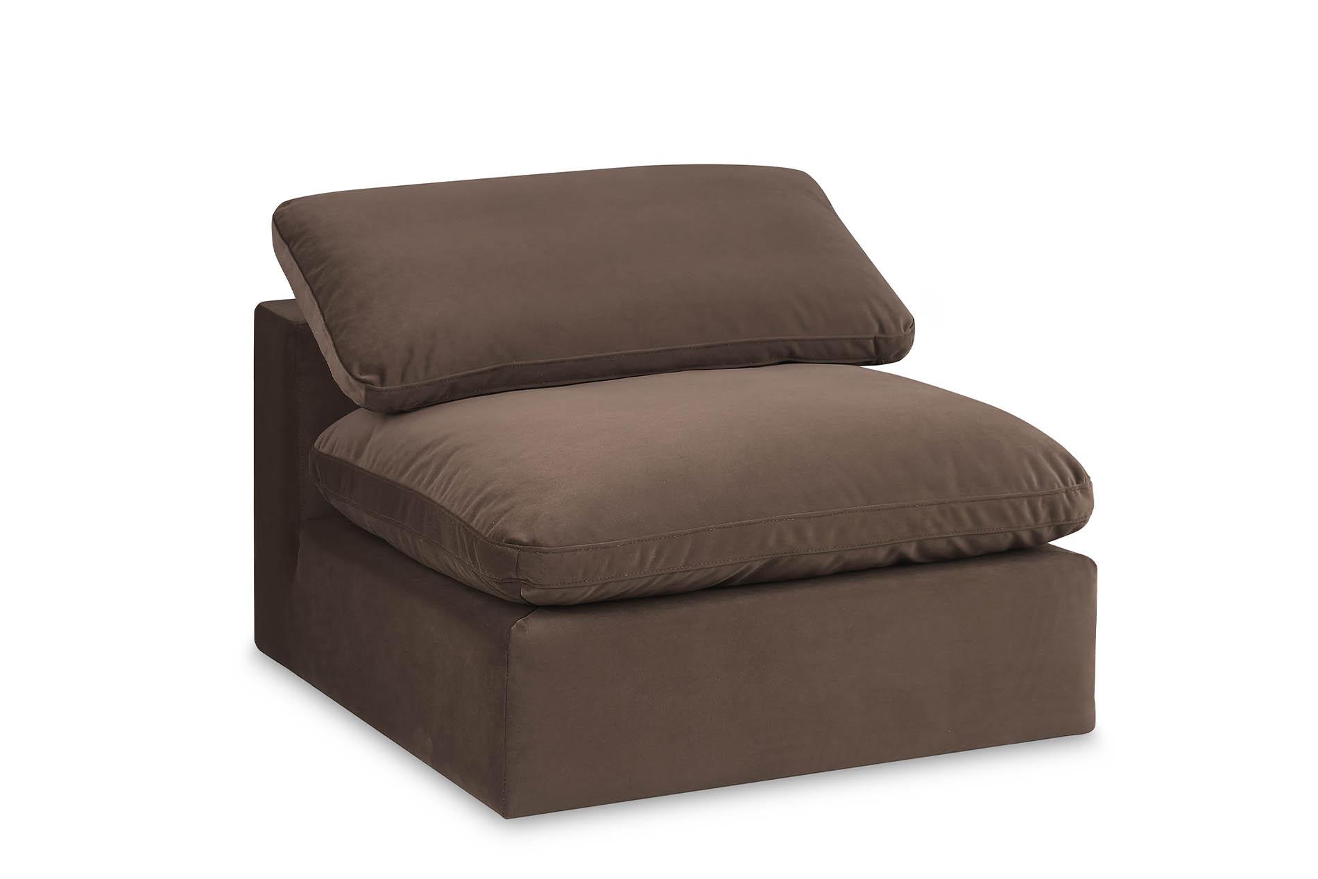 Contemporary, Modern Armless Chair 189Brown-Armless 189Brown-Armless in Brown Velvet