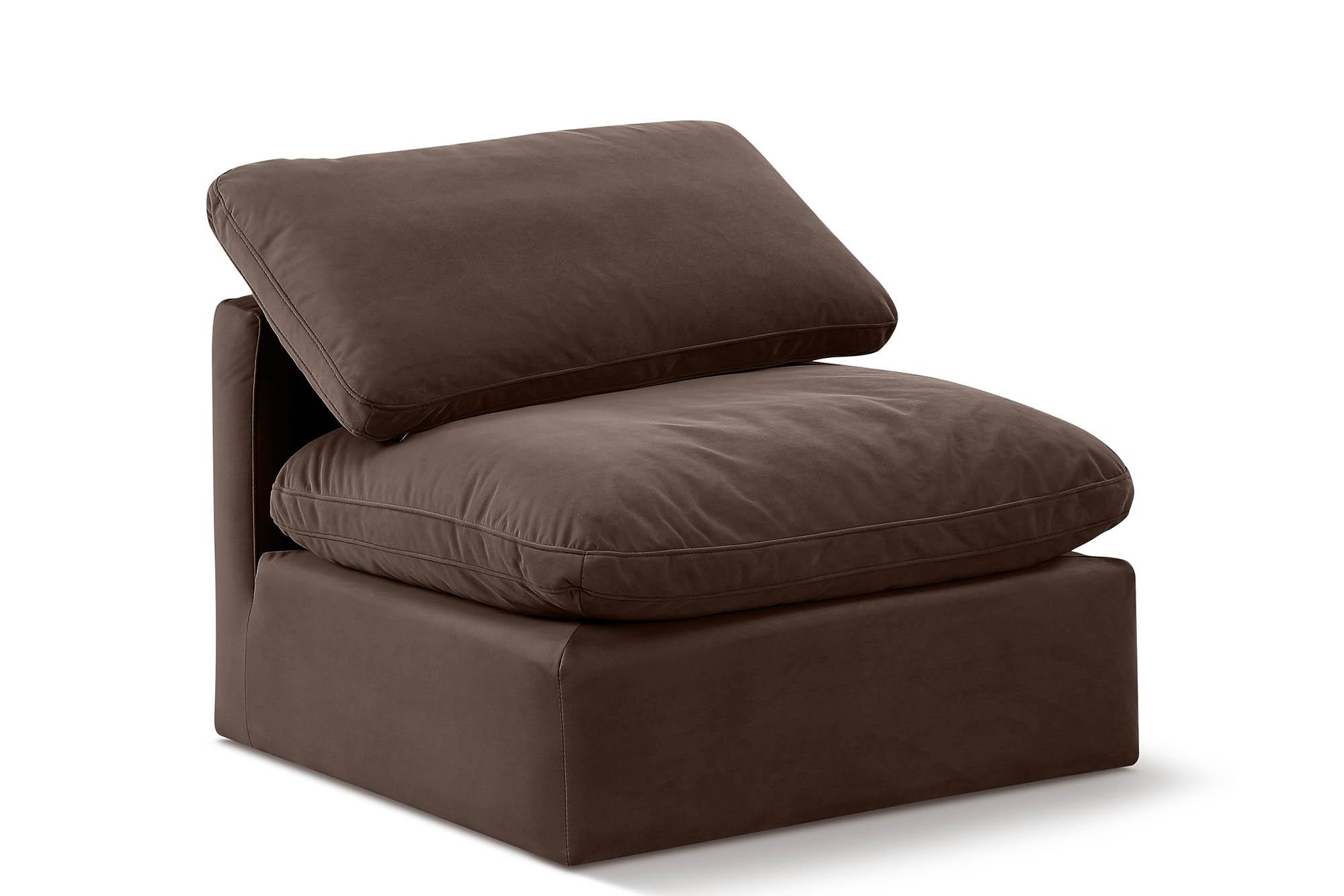 Contemporary, Modern Armless Chair INDULGE 147Brown-Armless 147Brown-Armless in Brown Velvet