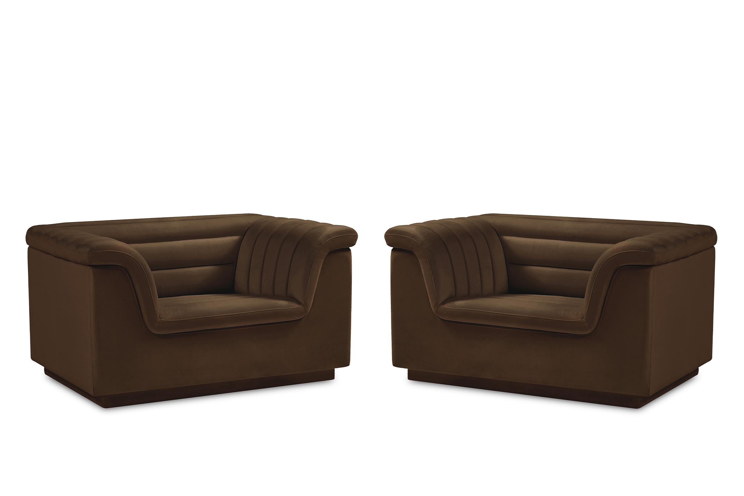 

    
Brown Velvet Channel Tufted Chair Set 2Pcs CASCADE 192Brown-C Meridian Modern
