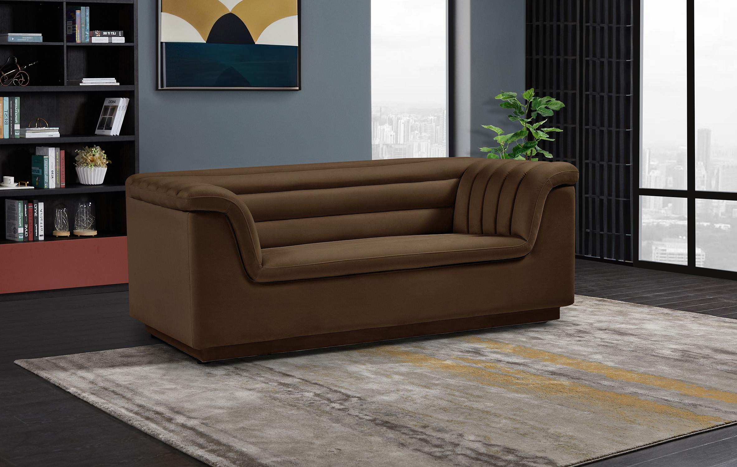 

    
Brown Velvet Channel Tufted Loveseat CASCADE 192Brown-L Meridian Contemporary
