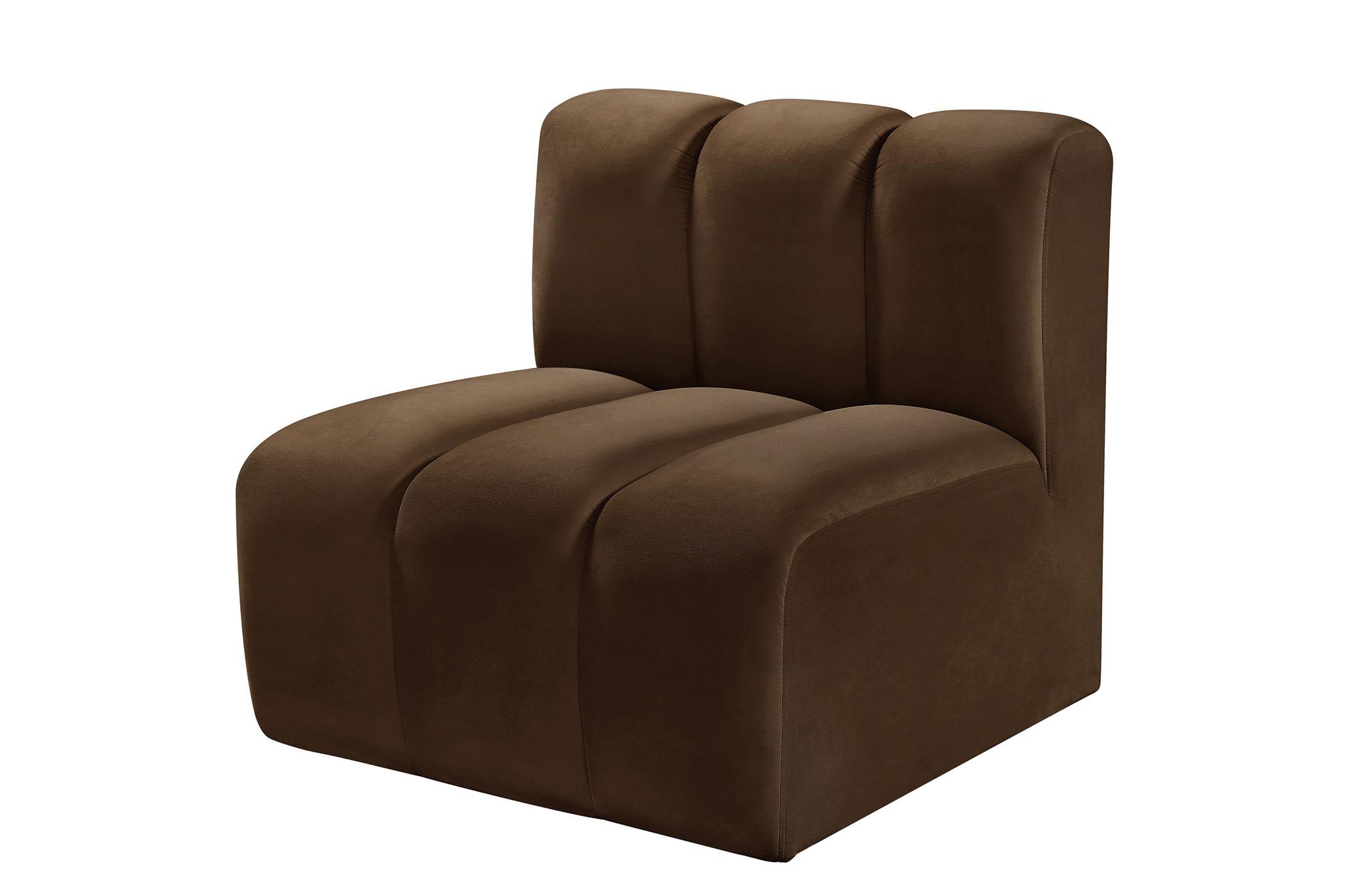 

    
Brown Velvet Channel Tufted Modular Chair ARC 103Brown-ST Meridian Modern
